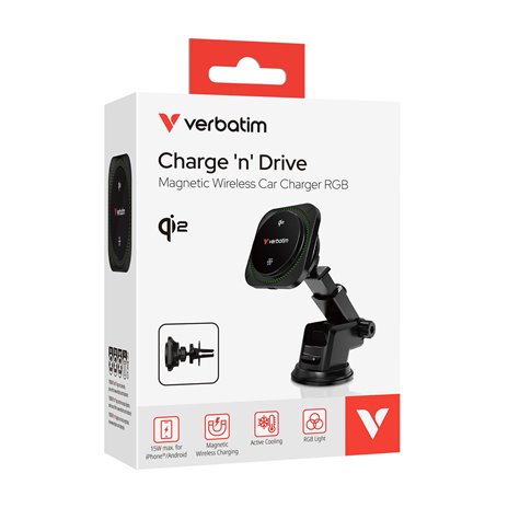 Verbatim Charge´n´Drive Magnetic Wirel.caricab.auto Qi2 RGB