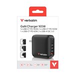 Verbatim Mini GaN Charger 165W 3xUSB-C 1xUSB-A US/EU/UK A.32
