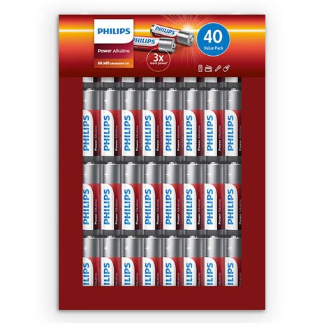1x40 Philips Power Alkaline AA batteria Promo Pack
