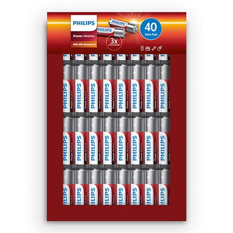 1x40 Philips Power Alkaline AAA batteria Promo Pack