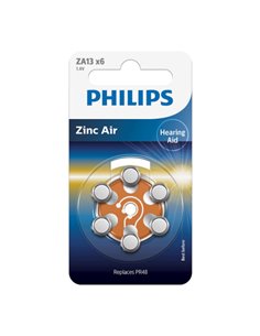1x6 Philips Zinc-Air PR48 / 13 batterie per apparecchio acus