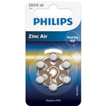 1x6 Philips Zinc-Air PR41 / 312 batterie per apparecchio acu