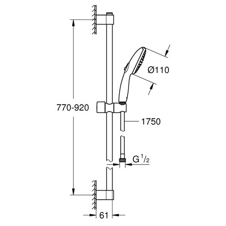 Grohe Tempesta 110 set asta doccia 2 getti, 900mm cromo