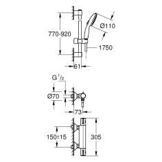 Grohe Grohtherm 800 miscelatore termost. doccia 1/2  con sof 2