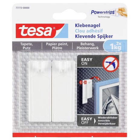 1x2 Tesa gancio adesivo per c. parati e intonaco(1 kg) 77773