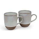 1x2 Bredemeijer Mugs Ingo  450ml Tassen Steingut weiße Str.1
