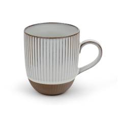 1x2 Bredemeijer Mugs Ingo  450ml Tassen Steingut weiße Str.1 2