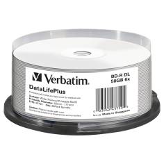 1x25 Verbatim BD-R Blu-Ray 50GB 6x Speed thermal printable C
