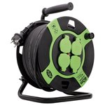 REV Avvolgicavo plastica 40m IP 44 4-fold nero verde