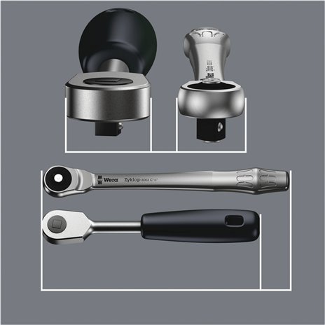 WERA 8100 SA 7 kit con cricch. Zyklop Metal con pass. quadro