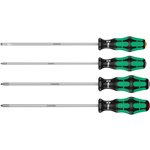 Wera 335/350/355/4 set giraviti Kraftform Plus,lame lungh. 3