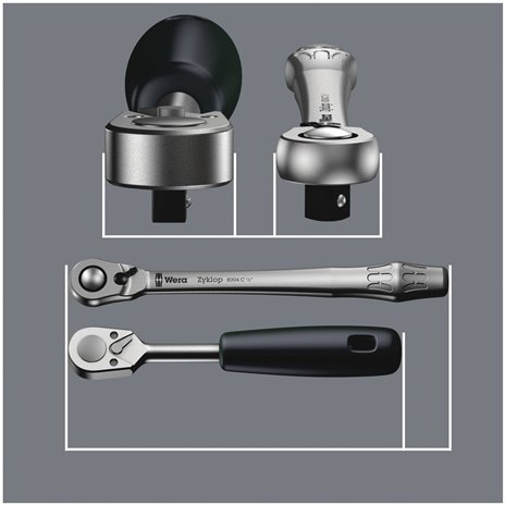 Wera 8100 SB 8 set con cricch. Zyklop lev.invers.att.3/8,met