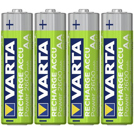 1x4 Varta Rechargeable Accu AA NiMH 2600 mAh Mignon