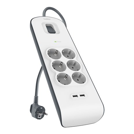 Belkin presa multipla 6 prese + 2xUSB-A, 2m cavo BSV604vf2M-