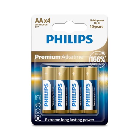 1x4 Philips Premium Alkaline AA AA batteria