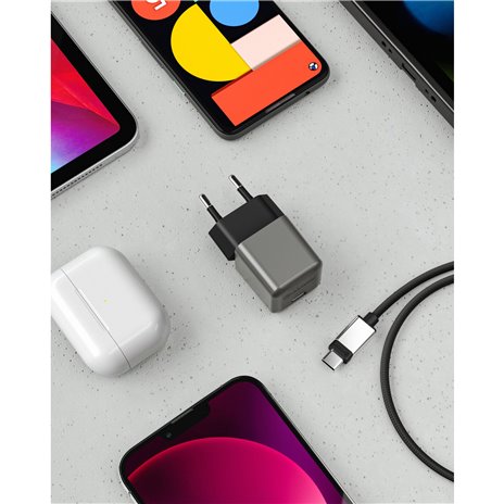 Alogic Rapid Power 30W USB-C PD Fast GaN caricabatt. mini grigio