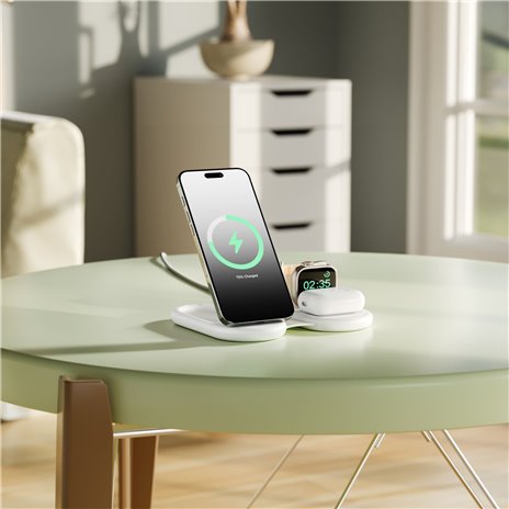 Alogic PackAway 3-in-1 Qi2 Wireless Charging Stand White