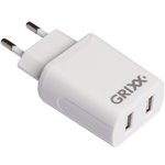 10x1 Grixx Power Adapter 220V Dual USB A White