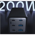 Conceptronic OZUL06BE 6 porte 200W USB-C caricabatt.