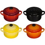 4x1 Le Creuset set mini cocotte c. coper. 10x5cm, fuoco e fiamme
