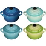 Le Creuset Stoneware Set of 4 petite Casseroles 10x5cm ocean