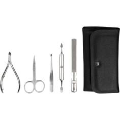 Zwilling CLASSIC snap fastener leather case, black, 5 pcs.