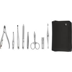 Zwilling PREMIUM zip fastener leather case, black, 8 pcs.