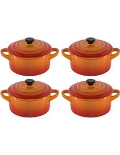 4x1 Le Creuset Mini cocotte con coperchio 10x5cm arancione