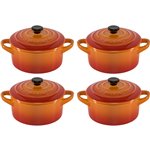 4x1 Le Creuset Mini cocotte con coperchio 10x5cm arancione
