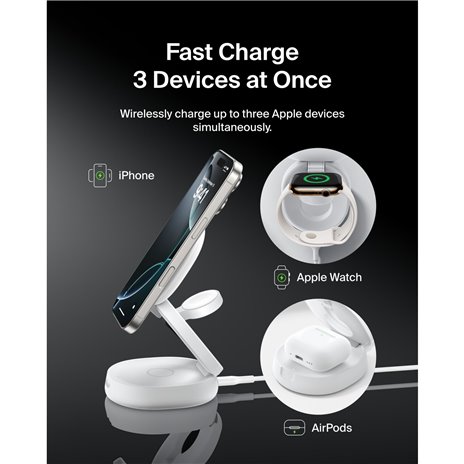 Belkin Boost Charge klappb. mag. 3-in-1 Lades. Qi2 ws. WIZ034kqWH