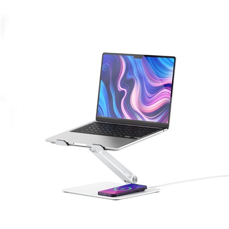 Alogic Elite Aluminum Laptop Stand Wireless Charger White