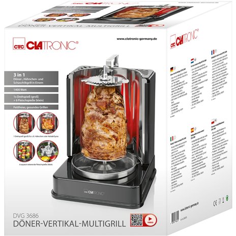 Clatronic DVG 3686 nero Döner Vertical multigrill