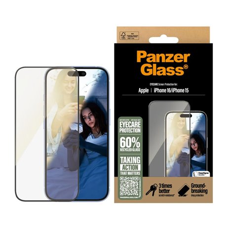 PanzerGlass EyeCare protezione schermo iPhone 16 15 UWF