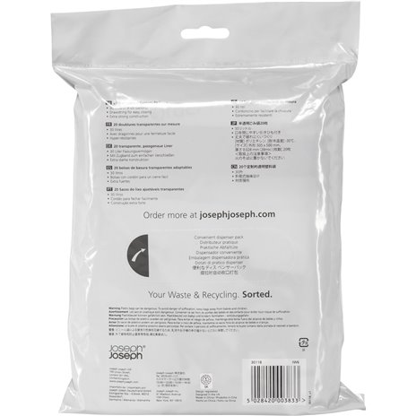 Joseph Joseph sacchetti spazzatura 20 pz., 30 L trasp.