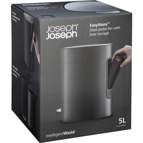 Joseph Joseph EasyStore 5 litri pattumiera a pedale nero opaco