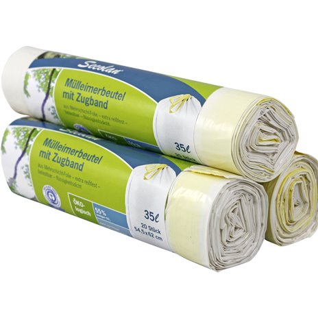 1x20 Secolan Garbage Bags with drawstring 35 l bianco