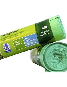 1x15 Secolan Garbage Bags with drawstring 60 l verde