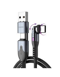 STATIK PowerPivot Pro braided rotating USB-C Cable Black 3m