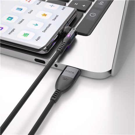STATIK PowerPivot Pro braided rotating USB-C Cable Black 3m