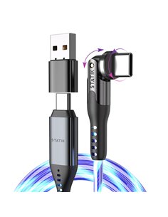 STATIK PowerPivot Pro rotating 2-in-1 USB-C Cable Blue Glow 2m