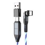 STATIK PowerPivot Pro rotating 2-in-1 USB-C Cable Blue Glow 2m