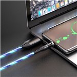 STATIK PowerPivot Pro rotating 2-in-1 USB-C Cable Blue Glow 2m