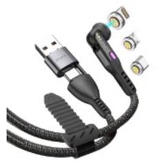 STATIK 360Pro braided rotating 3 magn. tips 6-in-1 Cable Black 2m 2