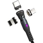 STATIK 360Pro braided rotating 3 magn. tips 6-in-1 Cable Black 2m