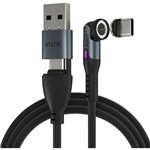 STATIK 360Pro braided rotating 3 magn. tips 6-in-1 Cable Black 2m