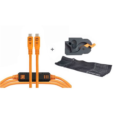 Tether Tools LeverLock&Cable Set Optima 10G diritta arancio 4,6m