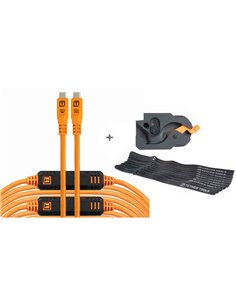 Tether Tools LeverLock&Cable Set Optima 10G diritta arancio 9,2m
