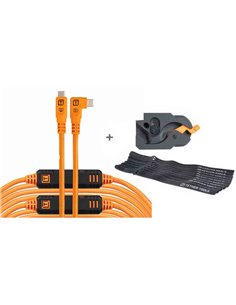 Tether Tools LeverLock&Cable Set Optima 10G destro arancione 9,2m
