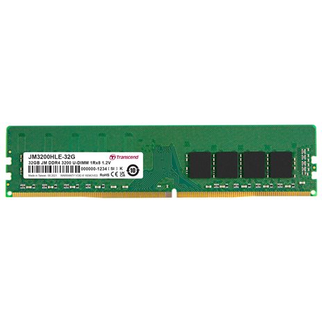 Transcend 32GB DDR4 3200 MT/s UDIMM 288pin 1R x8 unbuffered