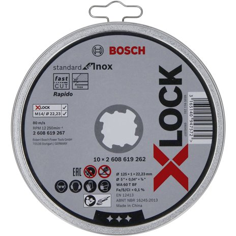 Bosch X-LOCK disco da tag.10x125 1mm Std Inox